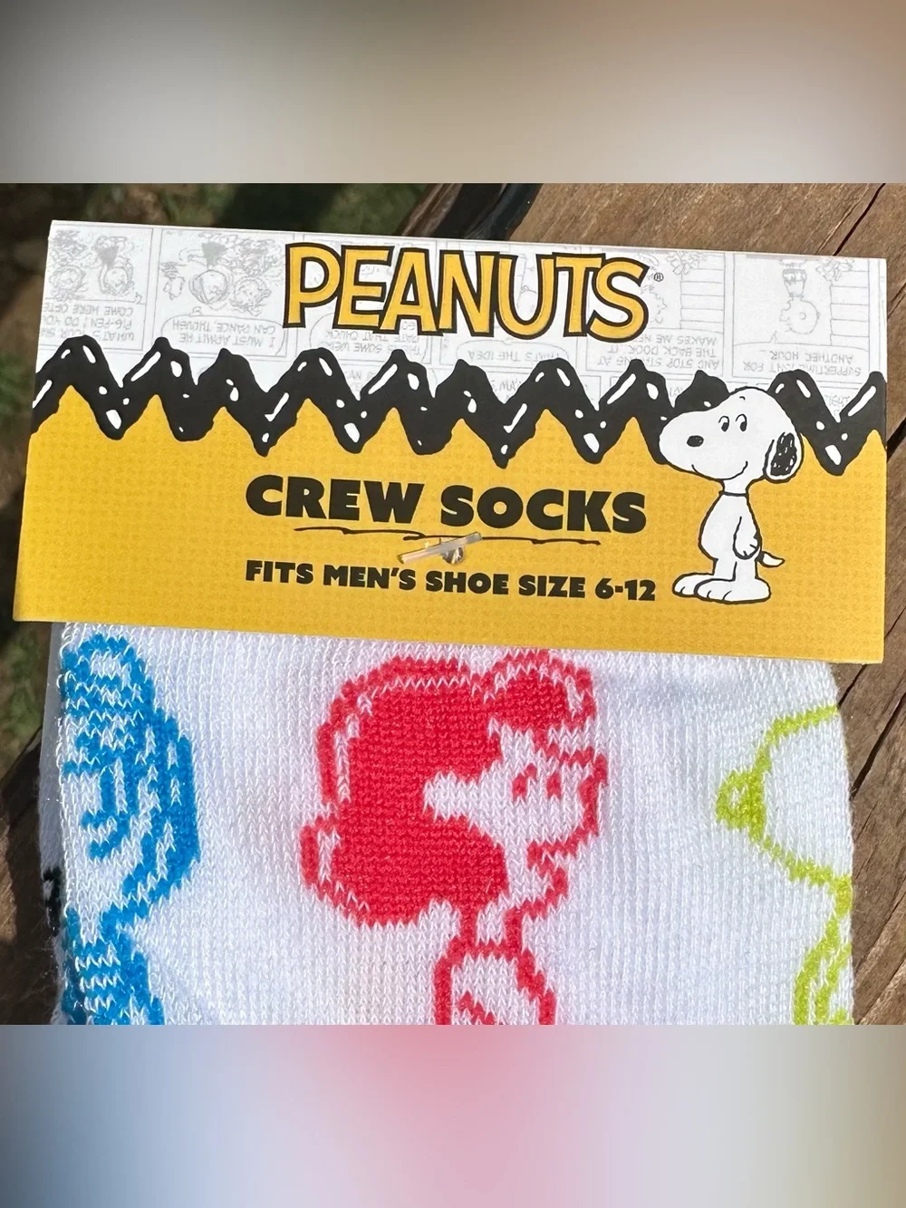 Peanuts Colorful Scribble Crew Socks - Mens 6-12